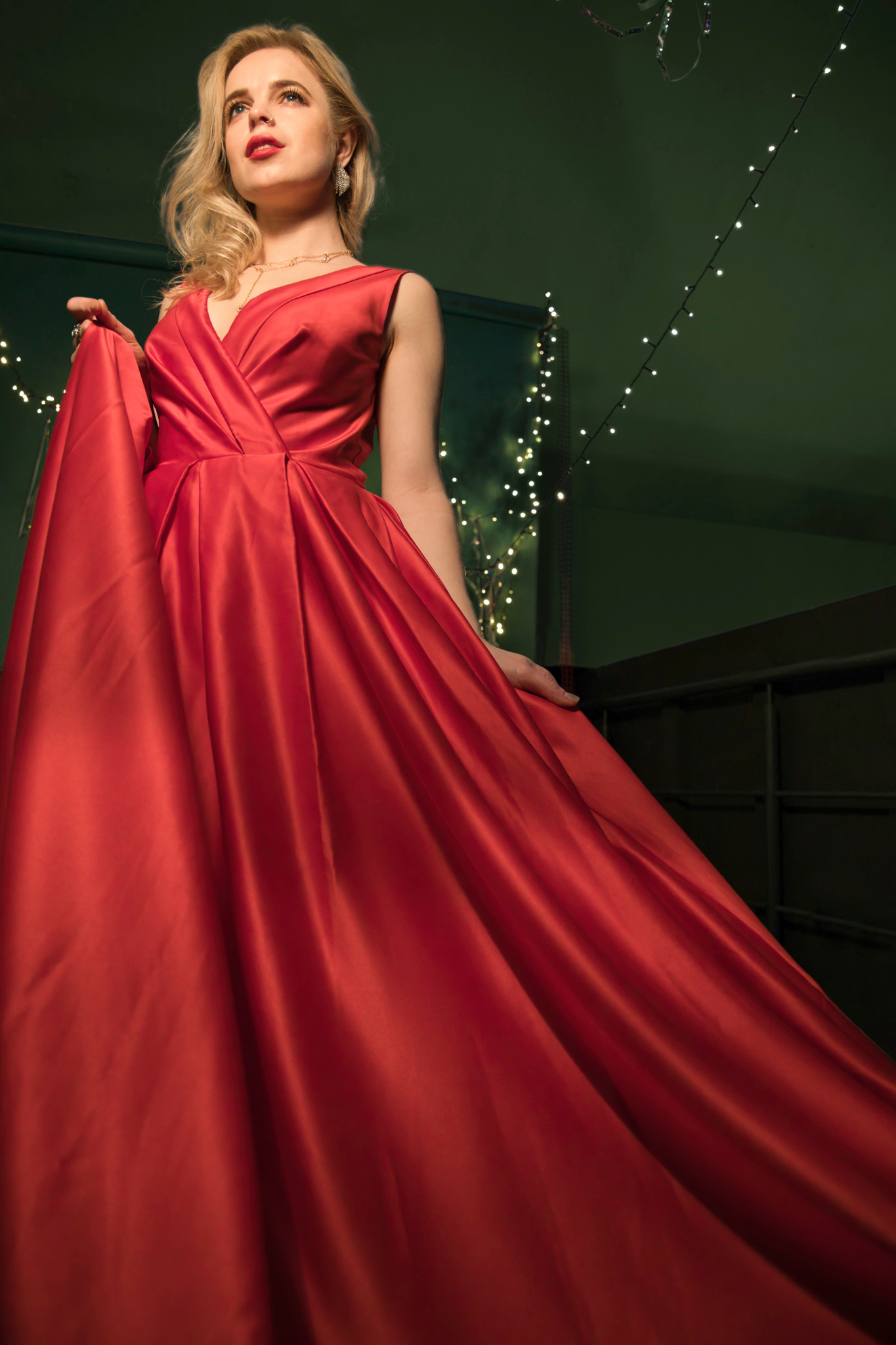 Woman in red dress photo